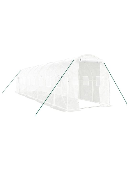 Siltumnīca ar tērauda rāmi, balta, 16 m², 8x2x2 m