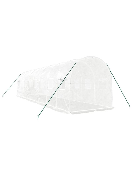 Siltumnīca ar tērauda rāmi, balta, 16 m², 8x2x2 m