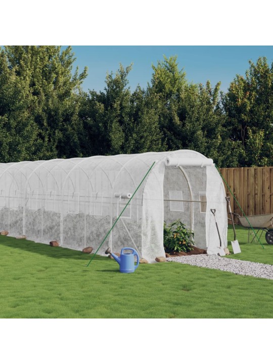 Siltumnīca ar tērauda rāmi, balta, 32 m², 16x2x2 m