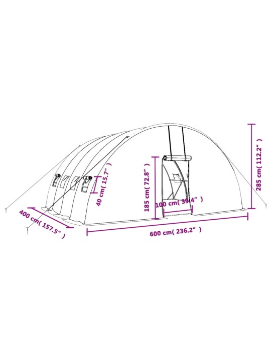 Siltumnīca ar tērauda rāmi, zaļa, 24 m², 6x4x2,85 m