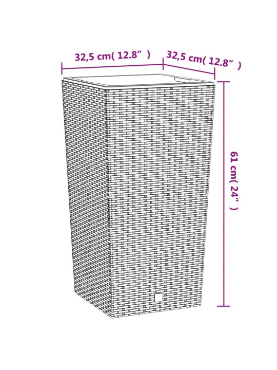 Puķu kaste ar izņemamu ieliktni, brūna, 21/49l, pp rotangpalma