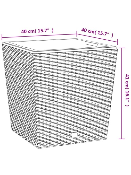 Puķu kaste ar izņemamu ieliktni, balta, 37/64 l, pp rotangpalma