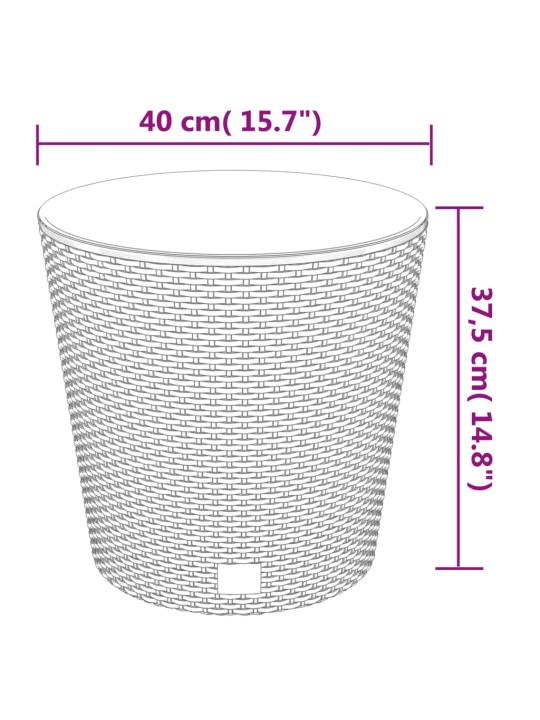 Puķu kaste ar izņemamu ieliktni, pelēka, 35 /37,5 l, pp