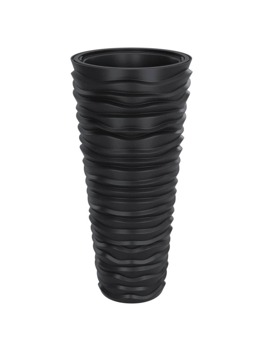 Puķu kaste ar izņemamu ieliktni, pelēka, 18/45 l, pp, rievota