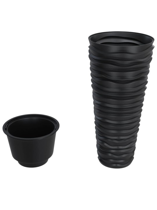 Puķu kaste ar izņemamu ieliktni, pelēka, 18/45 l, pp, rievota