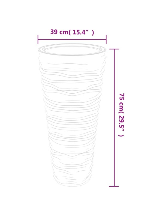 Puķu kaste ar izņemamu ieliktni, pelēka, 18/45 l, pp, rievota