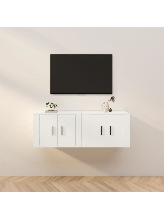 Sienas tv skapīši, 2 gab., balti, 57x34,5x40 cm