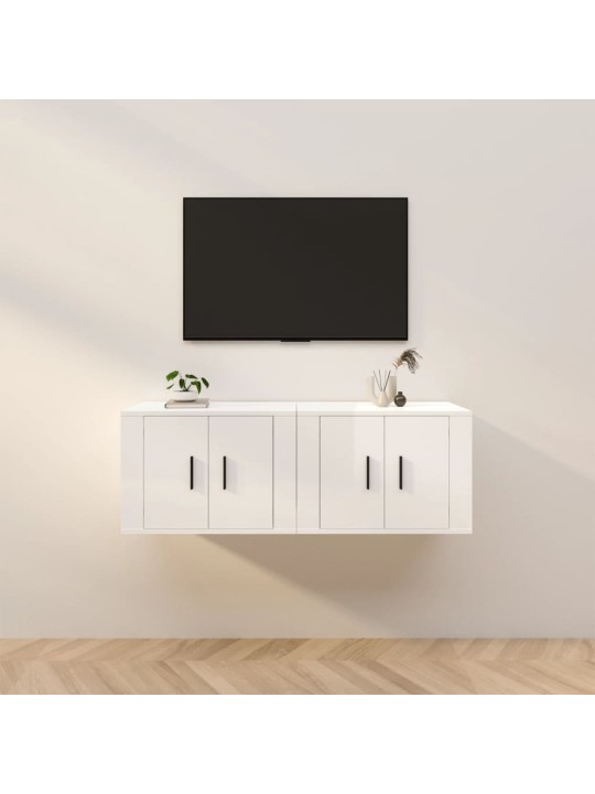 Sienas tv skapīši, 2 gab., 57x34,5x40 cm, spīdīgi balti