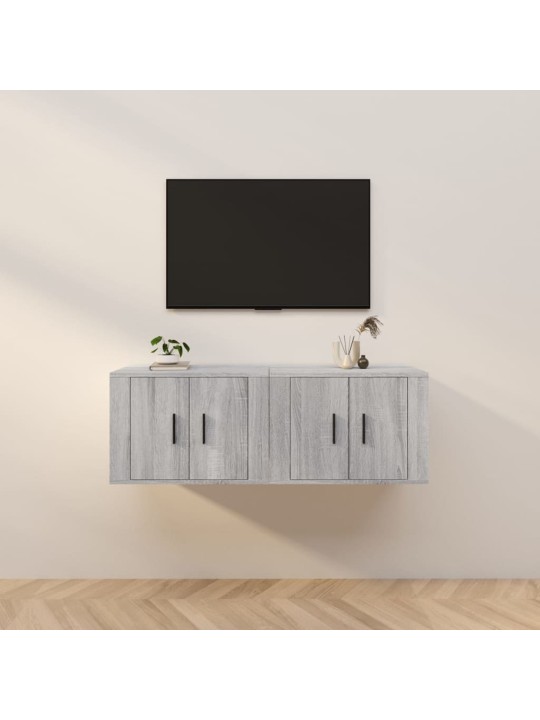 Sienas tv skapīši, 2 gab., pelēka ozolkoka, 57x34,5x40 cm