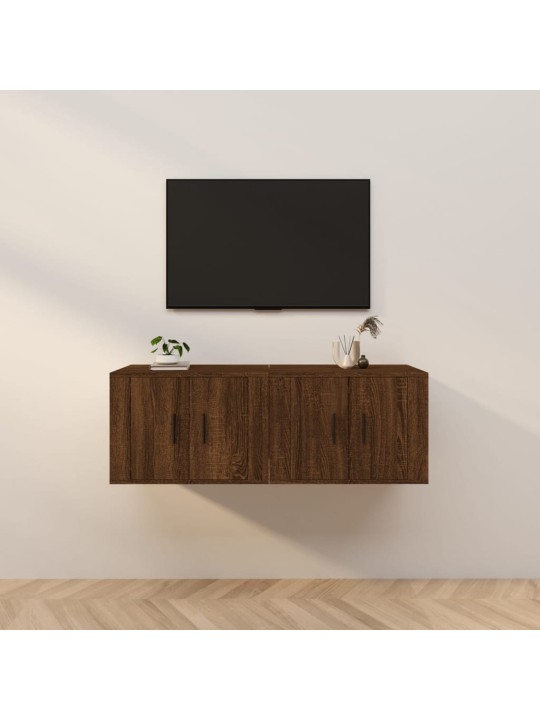 Sienas tv skapīši, 2 gab., brūna ozolkoka, 57x34,5x40 cm
