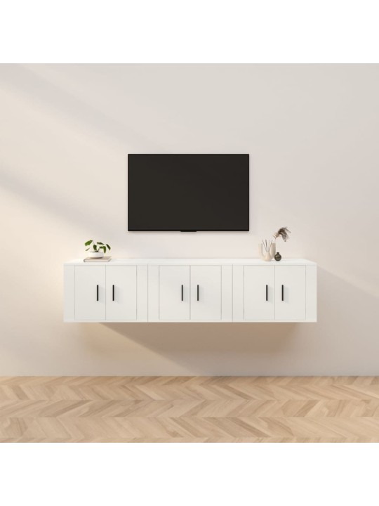 Sienas tv skapīši, 3 gab., balti, 57x34,5x40 cm
