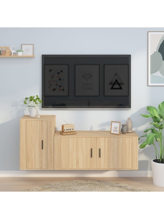 2-daļīgs tv skapīšu komplekts, inženierijas koks, koka krāsa