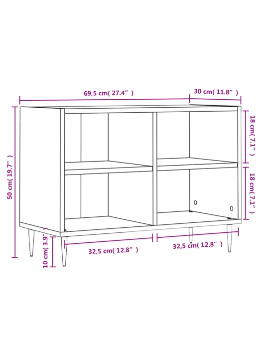 Tv plauktiņš, balts, 69,5x30x50 cm, inženierijas koks