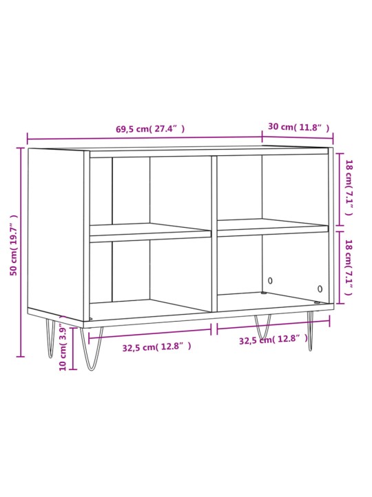 Tv plauktiņš, melns, 69,5x30x50 cm, inženierijas koks