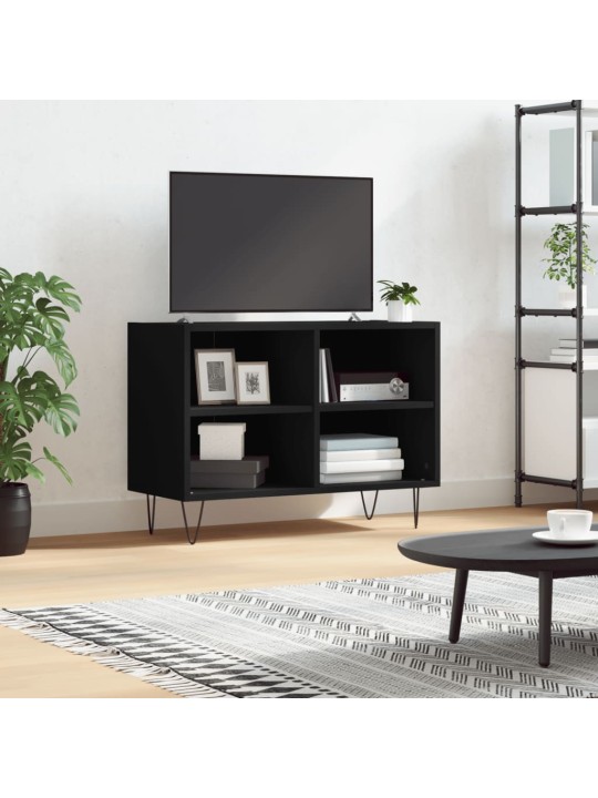 Tv plauktiņš, melns, 69,5x30x50 cm, inženierijas koks