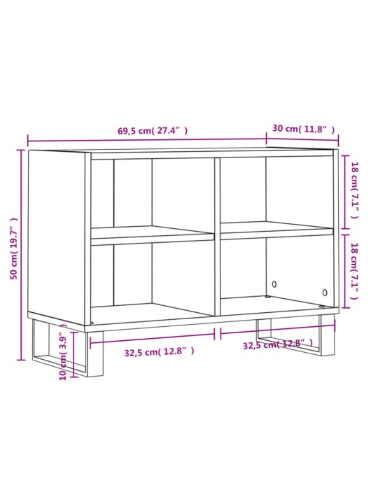 Tv plauktiņš, melns, 69,5x30x50 cm, inženierijas koks
