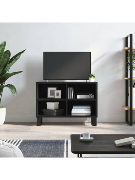 Tv plauktiņš, melns, 69,5x30x50 cm, inženierijas koks