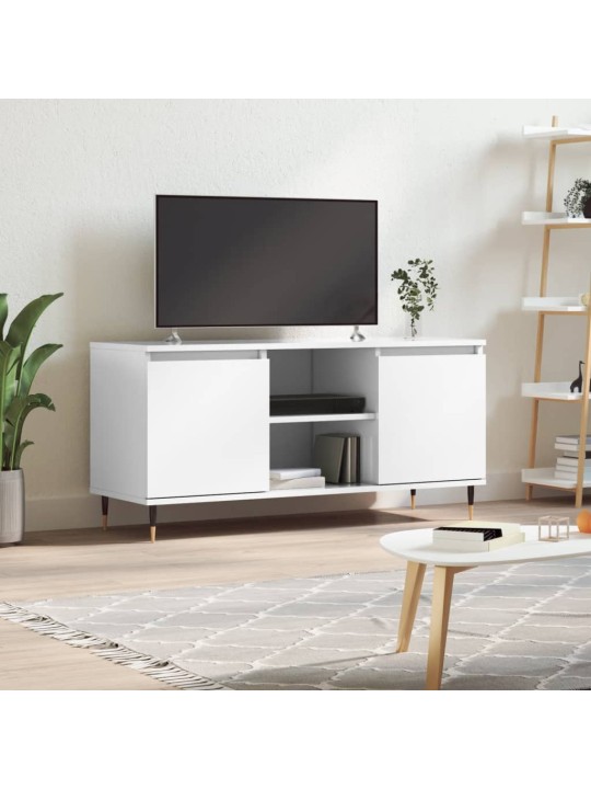 Tv skapītis, spīdīgi balts, 104x35x50 cm, inženierijas koks