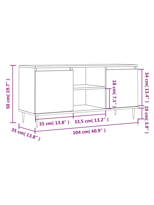 Tv skapītis, ozolkoka krāsa, 104x35x50 cm, inženierijas koks