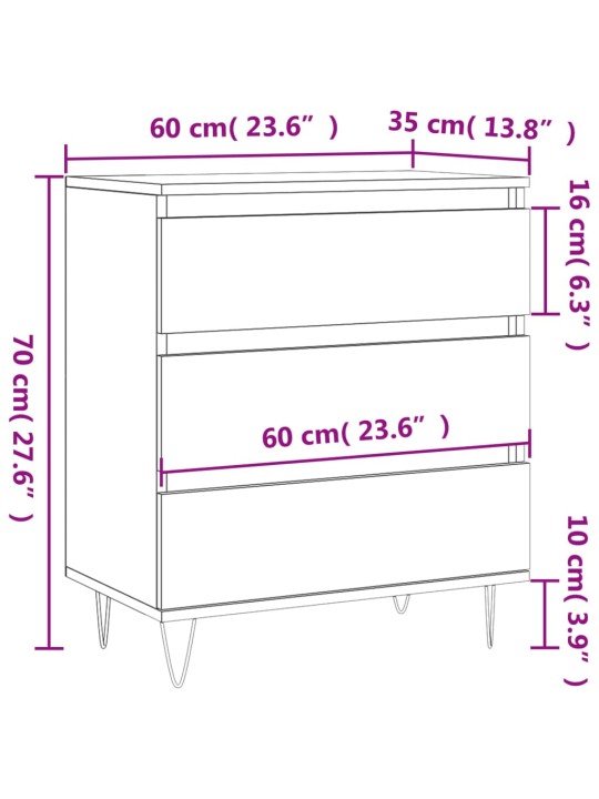 Kumode, melns, 60x35x70 cm, inženierijas koks