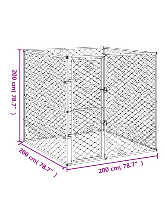 Suņu voljērs, sudraba krāsā, 2x2x2 m, cinkots tērauds