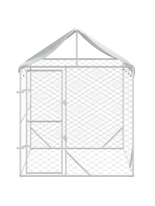 Suņu voljērs ar jumtu, sudraba krāsā, 2x2x2,5m, cinkots tērauds