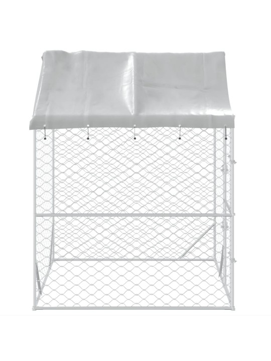 Suņu voljērs ar jumtu, sudraba krāsā, 2x2x2,5m, cinkots tērauds