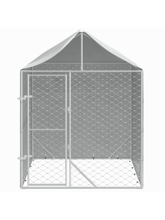 Suņu voljērs ar jumtu, sudraba krāsā, 2x2x2,5m, cinkots tērauds