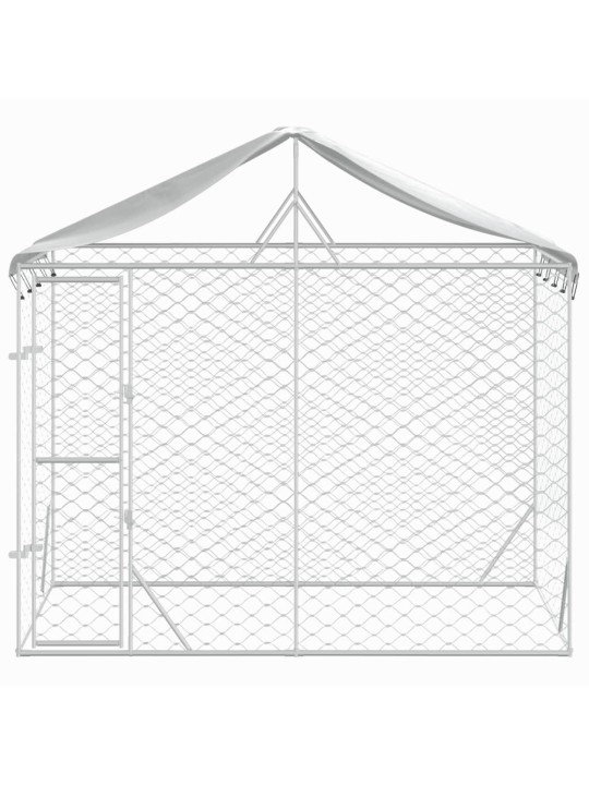 Suņu voljērs ar jumtu, sudrabains, 3x1,5x2,5 m, cinkots tērauds