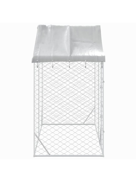 Suņu voljērs ar jumtu, sudrabains, 3x1,5x2,5 m, cinkots tērauds