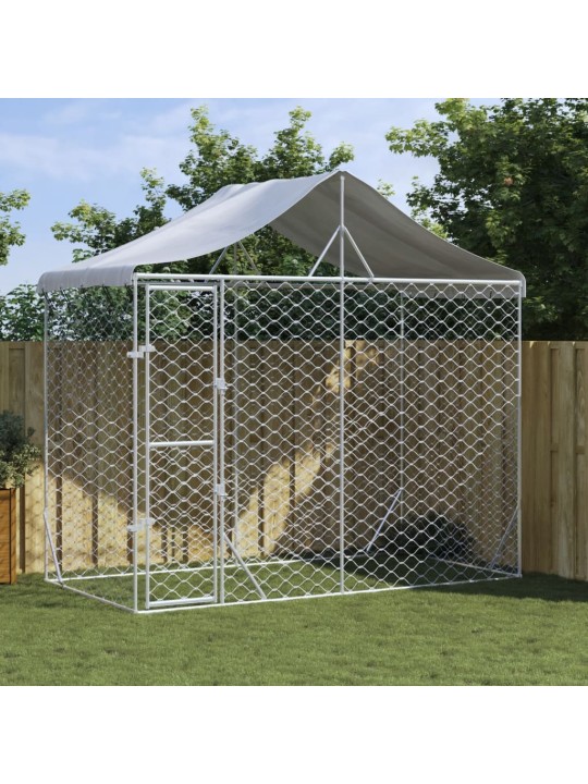 Suņu voljērs ar jumtu, sudrabains, 3x1,5x2,5 m, cinkots tērauds