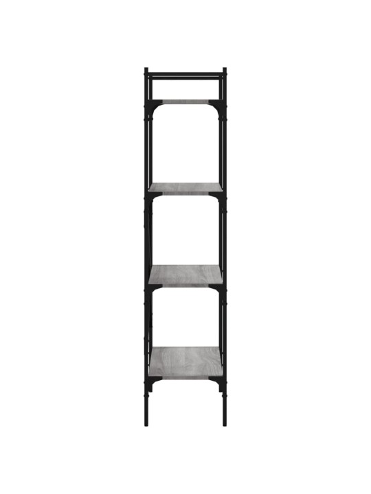 Grāmatu plaukts, 4 līmeņi, pelēks, 56x31,5x138,5 cm, koks