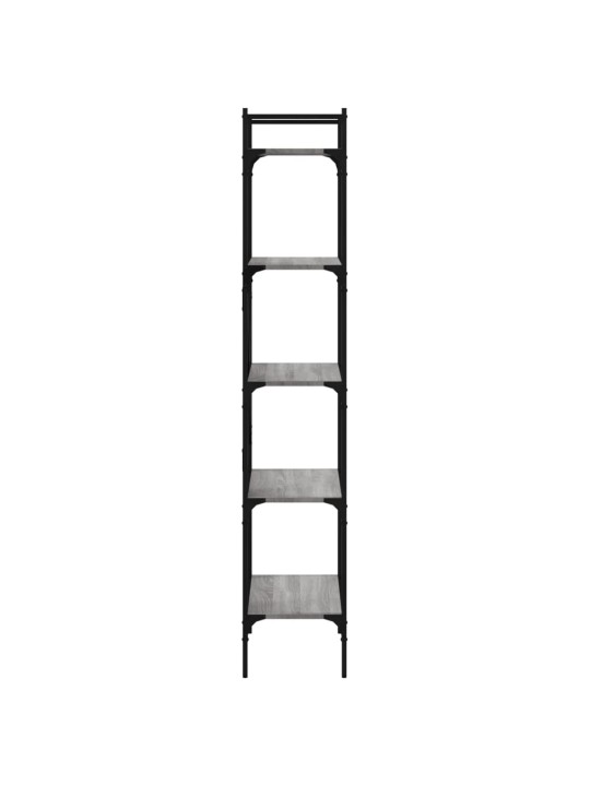 Grāmatu plaukts, 5 līmeņi, pelēks, 56x31,5x174 cm, koks