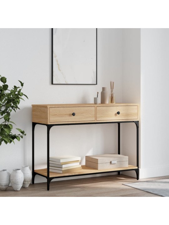 Konsoles galdiņš, koka krāsa, 100x34,5x75 cm, inženierijas koks