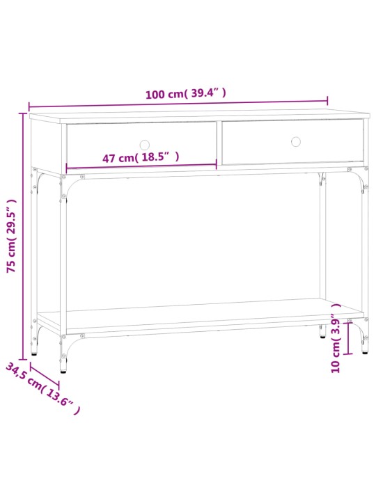 Konsoles galdiņš, ozolkoka, 100x34,5x75 cm, inženierijas koks