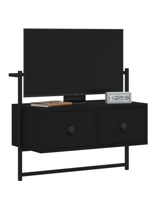 Sienas tv skapītis, melns, 60,5x30x51 cm, inženierijas koks