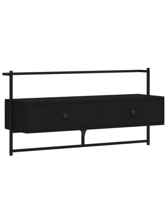 Sienas tv skapītis, melns, 100,5x30x51 cm, inženierijas koks