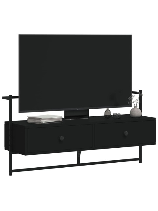 Sienas tv skapītis, melns, 100,5x30x51 cm, inženierijas koks