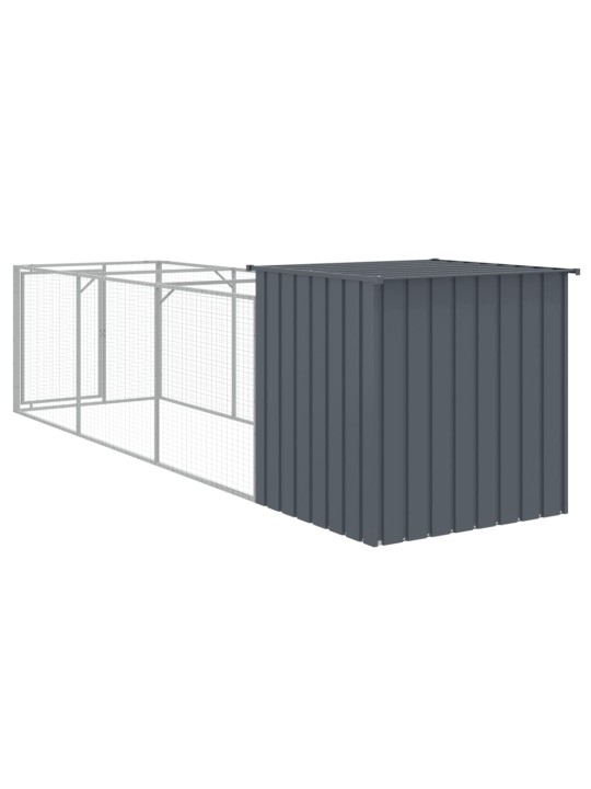 Suņu būda, 110x405x110 cm, cinkots tērauds, pelēka