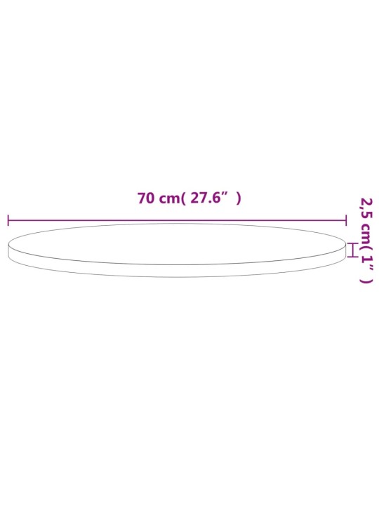 Galda virsma, ø70x2,5 cm, apaļa, dižskābarža masīvkoks