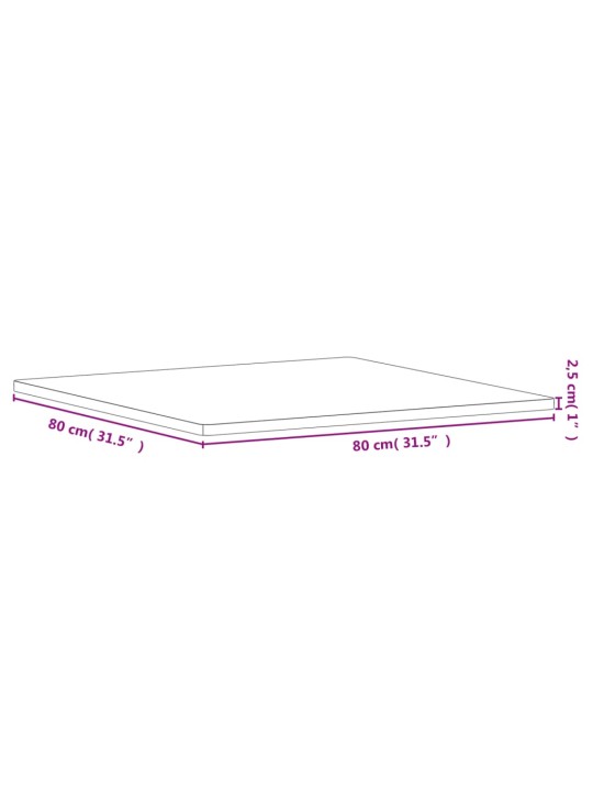 Galda virsma, 80x80x2,5 cm, dižskābarža koks, kvadrāta forma