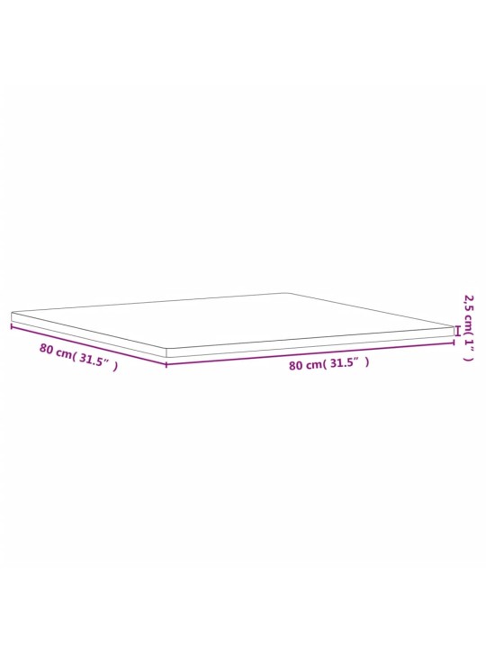 Galda virsma, 80x80x2,5 cm, dižskābarža koks, kvadrāta forma