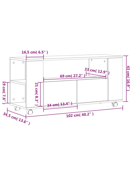 Tv skapītis, ozolkoka krāsa, 102x34,5x43 cm, inženierijas koks