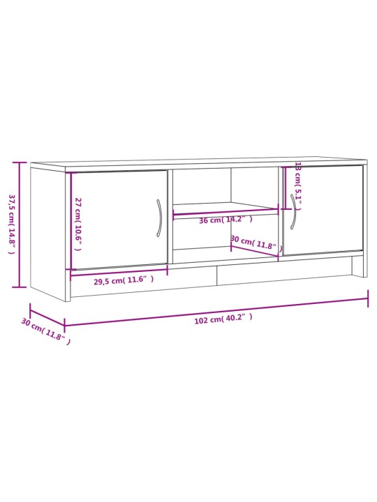 Tv skapītis, ozolkoka krāsa, 102x30x37,5 cm, inženierijas koks