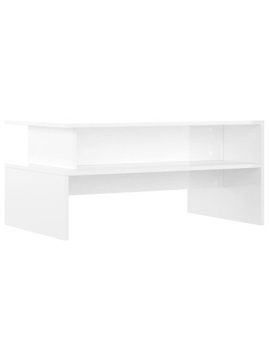 Kafijas galdiņš, spīdīgi balts, 90x55x42,5cm, inženierijas koks