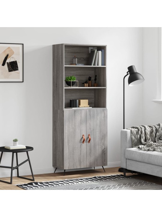 Augstais skapis, pelēks, 69,5x34x180 cm, inženierijas koks
