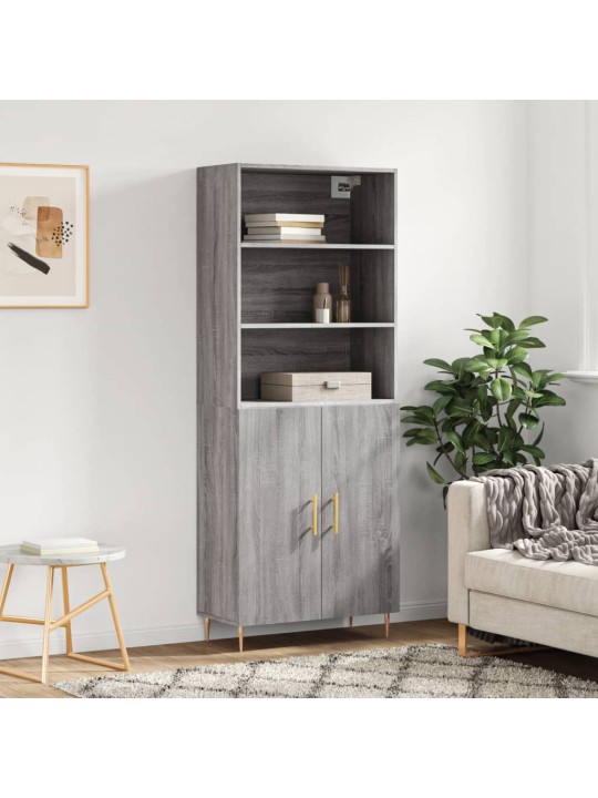 Augstais skapis, pelēks, 69,5x34x180 cm, inženierijas koks