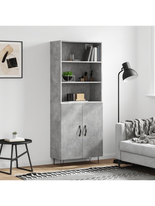 Augstais skapis, pelēks, 69,5x34x180 cm, inženierijas koks