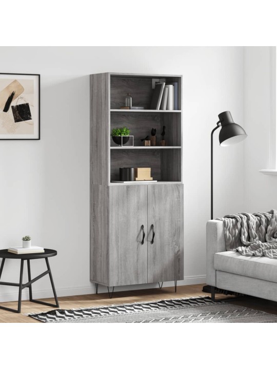 Augstais skapis, pelēks, 69,5x34x180 cm, inženierijas koks
