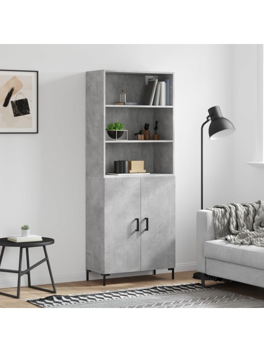 Augstais skapis, pelēks, 69,5x34x180 cm, inženierijas koks